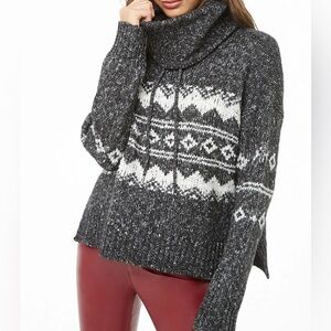 Gray and White Turtleneck Sweater